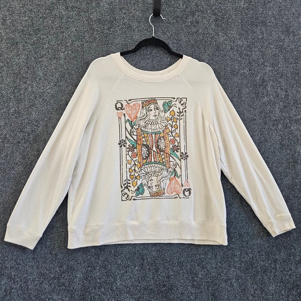 Altar’d State Queen of Hearts Graphic Sweatshirt Ivory Cream Size M